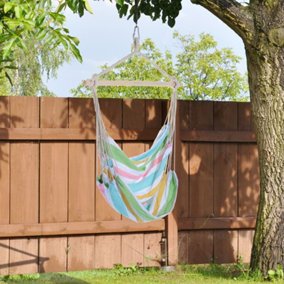 Outsunny Garden Hammock Chair Yard Hanging Rope Cotton Cloth Green