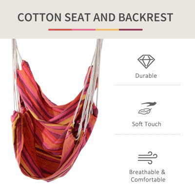 Outsunny Garden Hammock Chair Yard Hanging Rope Cotton Cloth