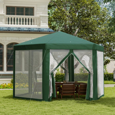 Outsunny Garden Hexagonal Gazebo Outdoor Canopy Patio Party Tent Market Marquee Green DIY at B Q