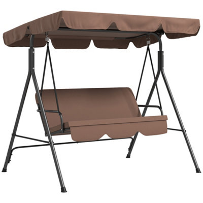 Outsunny Garden Metal Swing Chair 3 Seater Hammock Patio Canopy Bench Lounger