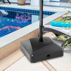 Outsunny Garden Parasol Base 43kg Water or 60kg Sand Filled with Wheels