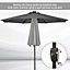 Outsunny Garden Parasol Outdoor Tilt Sun Umbrella LED Light Hand Crank Grey