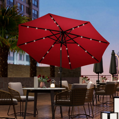 7.5 patio umbrella with solar lights Outsunny 9' x 7' LED & Tilt Crank Incorporates an easy Costway 15FT Twin Patio Double-Sided