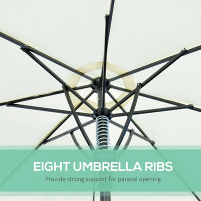 Outsunny Garden Parasol Umbrella, Outdoor Market Table Umbrella Sun Shade Canopy with 8 Ribs, Cream