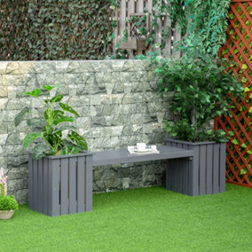Outsunny Garden Planter & Bench Combination Box Grey