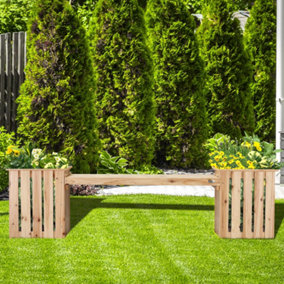 Outsunny Garden Planter & Bench Combination Box Natural