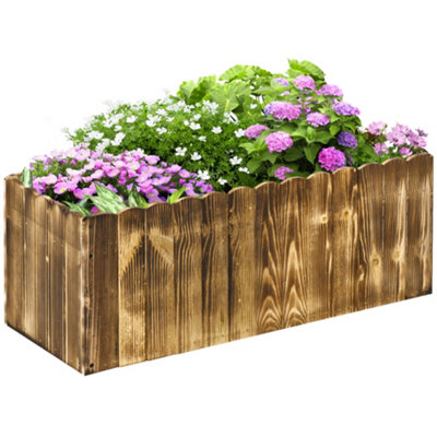 Outsunny Garden Raised Bed Wooden Pot Vegetable Planter Box 80x33x30cm
