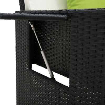 Outsunny Garden Rattan Furniture Set 2 Seater Patio Sun Lounger Daybed Black - 8