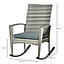Outsunny Garden Rattan Rocking Chair, Bistro Recliner Rocker Furniture Seater Light Grey