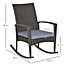 Outsunny Garden Rattan Rocking Chair, Bistro Recliner Rocker Furniture Seater Mixed Grey