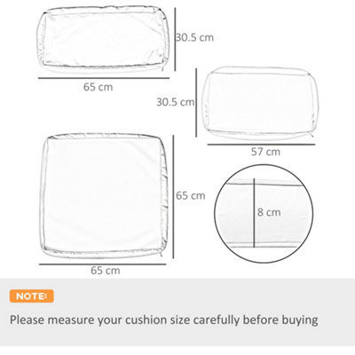 Outsunny Garden Rattan Sofa Cushion Polyester Cover Replacement Outdoor- No Cushion Included Grey - 3