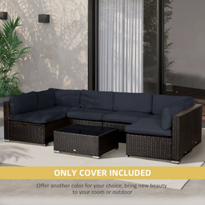 Outsunny Garden Rattan Sofa Cushion Polyester Cover Replacement Outdoor- No Cushion Included Grey