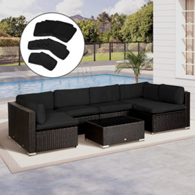Outsunny Garden Rattan Sofa Set Polyester Cover Replacement No Cushion Black