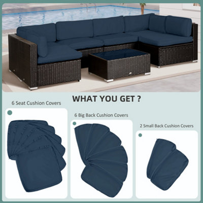 Outsunny Garden Rattan Sofa Set Polyester Cover Replacement No