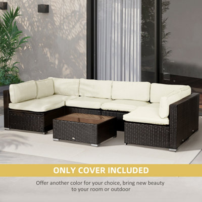 Outsunny Garden Rattan Sofa Set Polyester Cover Replacement No Cushion ...