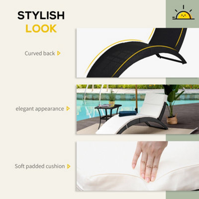 Outsunny Garden Rattan Sun Lounger Foldable Patio Recliner Chaise Chair Black - 5