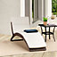Outsunny Garden Rattan Sun Lounger Foldable Patio Recliner Chaise Chair Brown