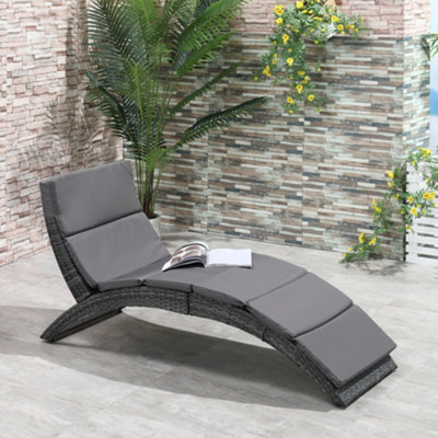 Keter Jaipur Anthracite Rattan effect Sun lounger DIY at B Q