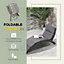 Outsunny Garden Rattan Sun Lounger Foldable Patio Recliner Chaise Chair Grey