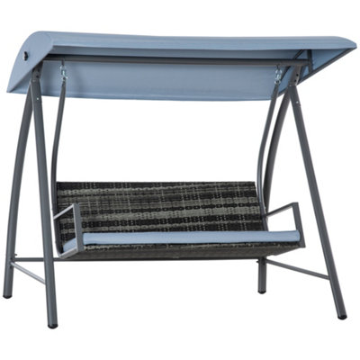 Outsunny Garden Rattan Swing Chair Swinging Hammock with Cushion Mixed Grey