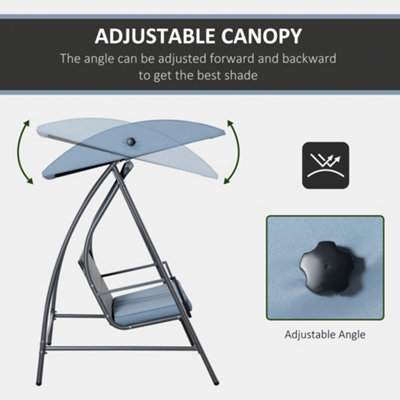 Outsunny Garden Rattan Swing Chair Swinging Hammock with Cushion Mixed Grey - 4