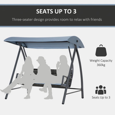 Outsunny Garden Rattan Swing Chair Swinging Hammock with Cushion Mixed Grey - 5