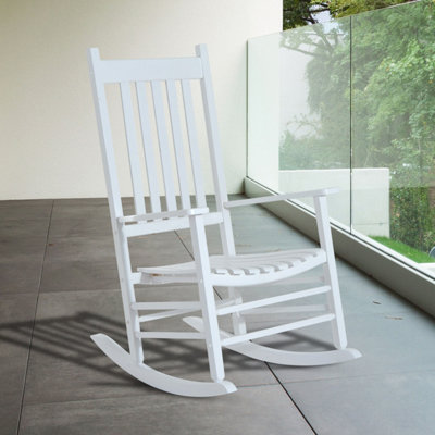Outsunny Garden Rocking Chair Outdoor Swing Wooden Rocker Balcony Deck ...