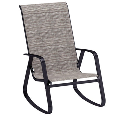 Outsunny Garden Rocking Chair with Armrests, High Back, Light Brown