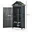 Outsunny Garden Shed 4-Tier Wooden Garden Outdoor Shed 3 Shelves Utility Gardener Cabinet Lockable Tool Kit Storage - Grey