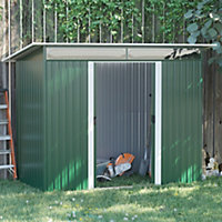 Outsunny Garden Shed Outdoor Storage Tool Organizer  Double Sliding Door