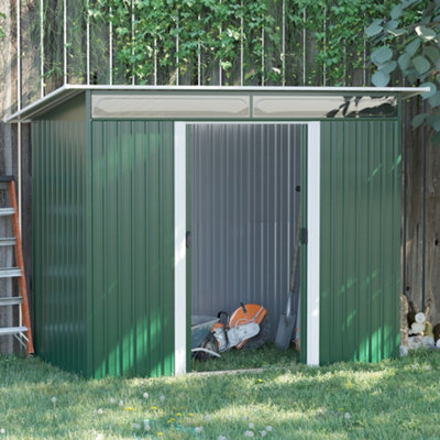 Outsunny Garden Shed Outdoor Storage Tool Organizer  Double Sliding Door