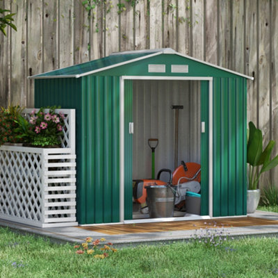 Outsunny Garden Shed Storage Unit Locking Door Floor Foundation Vent Green