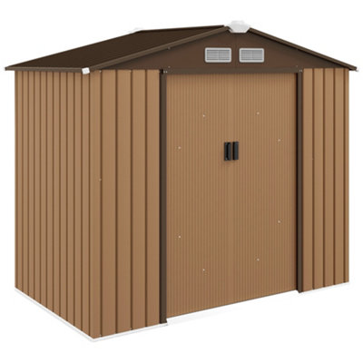 Outsunny Garden Shed Storage Unit Locking Door Floor Foundation Vent Yellow