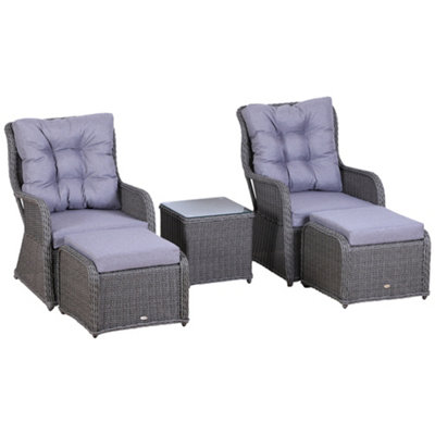 Outsunny Garden Sofa Chair & Stool Table Set Patio Wicker Weave Furniture