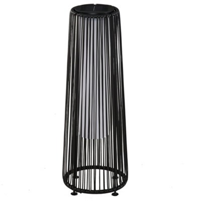 Outsunny Garden Solar Powered Lights Woven Wicker Lantern Auto On and Off Black