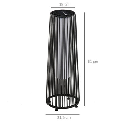 Outsunny Garden Solar Powered Lights Woven Wicker Lantern Auto On and Off Black - 3