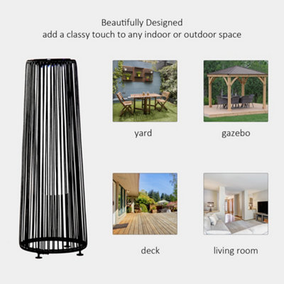 Outsunny Garden Solar Powered Lights Woven Wicker Lantern Auto On and Off Black - 5
