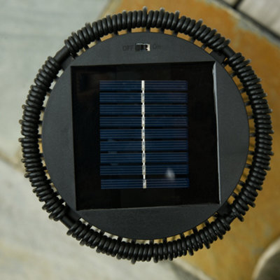 Outsunny Garden Solar Powered Lights Woven Wicker Lantern Auto On and Off Black - 8