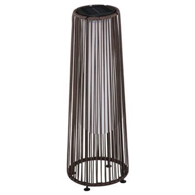 Outsunny Garden Solar Powered Lights Woven Wicker Lantern Auto On and Off Brown