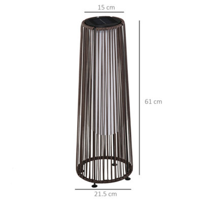 Outsunny Garden Solar Powered Lights Woven Wicker Lantern Auto On and Off Brown