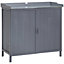 Outsunny Garden Storage Cabinet Potting Bench Table with Galvanized Top, Grey