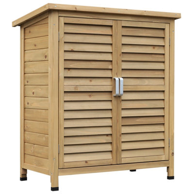 Outsunny Garden Storage Shed Solid Fir Wood Garage Organisation, Natural