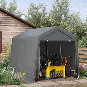 Outsunny Garden Storage Tent Bike Shed  Metal Frame & Zipper Doors, Grey