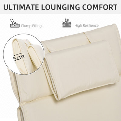 Outsunny Garden Sun Lounger Chair Cushion Reclining Relaxer Indoor Outdoor - 6