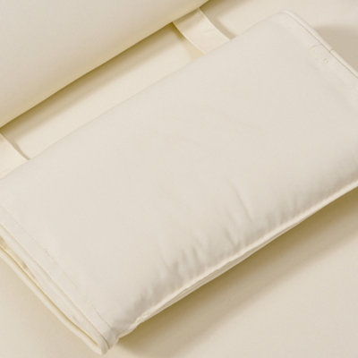 Outsunny Garden Sun Lounger Cushion Replacement Thick Reclining Chair Relaxer Pad with Pillow - Cream White - 9