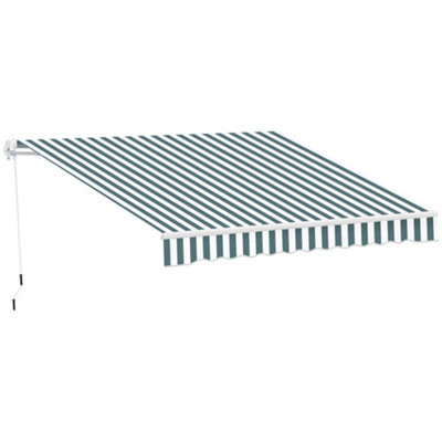 Outsunny Garden Sun Shade Canopy Patio Awning Retractable Shelter Outdoor 5 Size Green & White