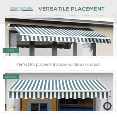 Outsunny Garden Sun Shade Canopy Patio Awning Retractable Shelter Outdoor 5 Size Green & White - 5