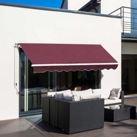 Outsunny Garden Sun Shade Canopy Patio Awning Retractable Shelter Outdoor 5 Size Red