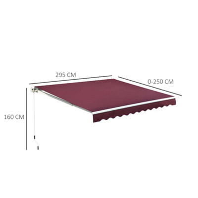 Outsunny Garden Sun Shade Canopy Patio Awning Retractable Shelter Outdoor 5 Size Red - 3