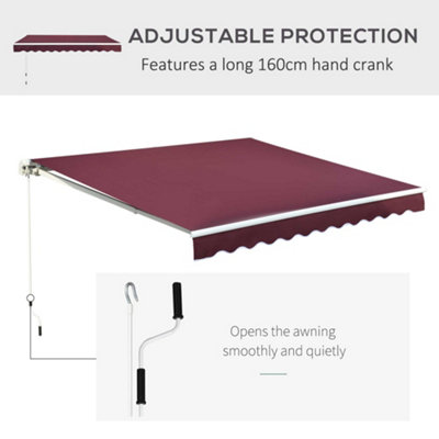 Outsunny Garden Sun Shade Canopy Patio Awning Retractable Shelter Outdoor 5 Size Red - 4